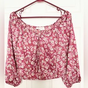 Pink Rose Floral Off-Shoulder Size M